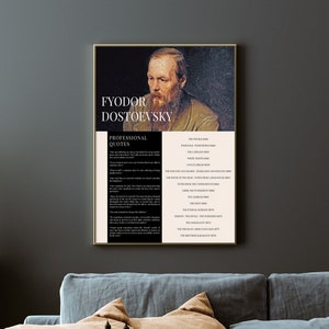 Póster con cita de Fiódor Dostoyevski, arte de pared vintage, póster moderno, diseño de decoración de regalo, póster con cita de autor, novelista ruso, 18 x 24