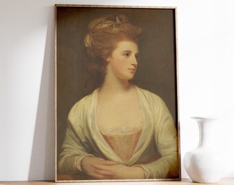 George Romney - Portrait of a Woman (1781) | Vintage Poster | Eclectic Wall Art, Moody Painting, Altered Antique Portrait, Victorian Print