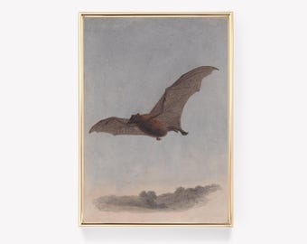 Bat Lithograph | Karl Joseph Brodtmann | Vintage Print | Antique Bat Art | Wall Decor | Animal Print