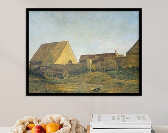 Bauernhaus Gemälde | Antike Malerei | Vintage Druck | Landhaus | Wandkunst | Bauernhaus Druck | Landhaus Dekor | Leinwand Geschenk Poster