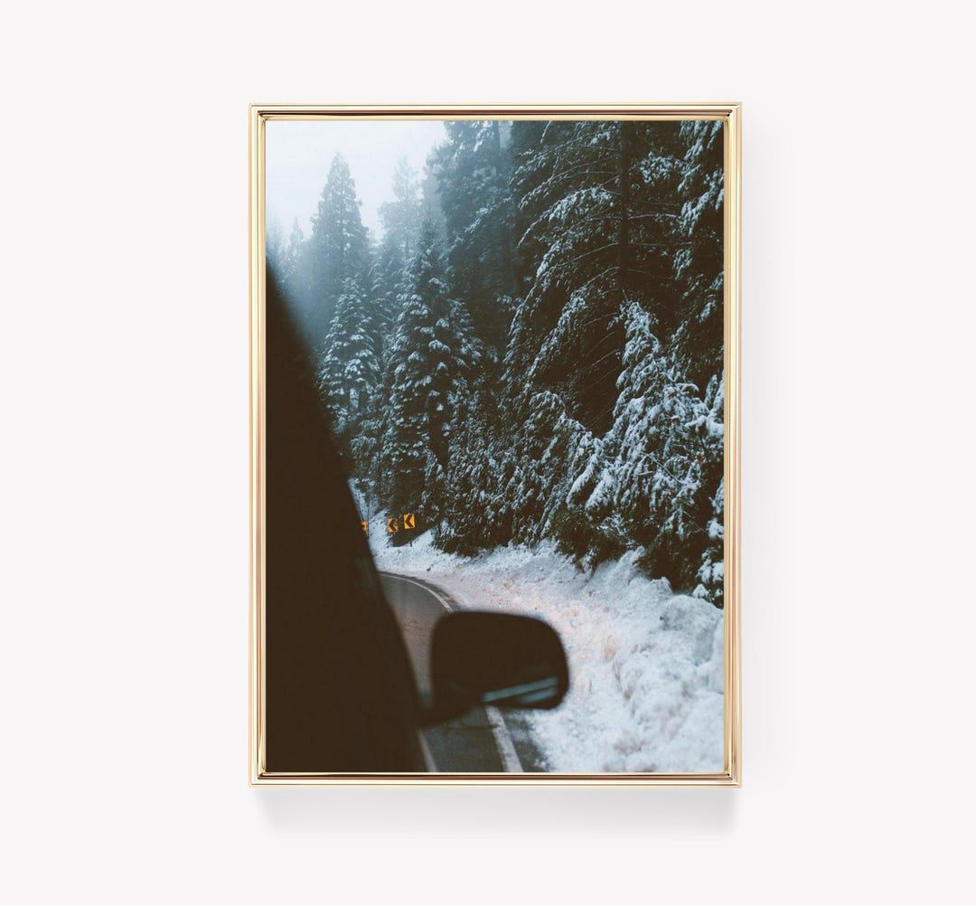 Winter Forest View | Snowy Road Print | Car Window Scene | Winter ...