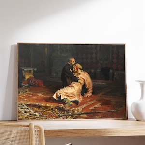 Ilya Repin - Ivan the Terrible Killing his Son (1885) - Classic Painting Poster Print Art Gift Home Wall Decor - Death Art - Father Murder