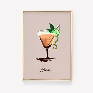 Cocktail-Poster | Minimalistisches Cocktail-Poster | Cocktail Illustration | Getränke Illustration | Cocktail Wandkunst | Boho Dekor | Cocktail Print