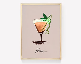 Cocktail Poster | Minimalist Cocktail Poster | Cocktail Illustration | Drinks Illustration | Cocktail Wall Art | Boho Decor | Coctail Print