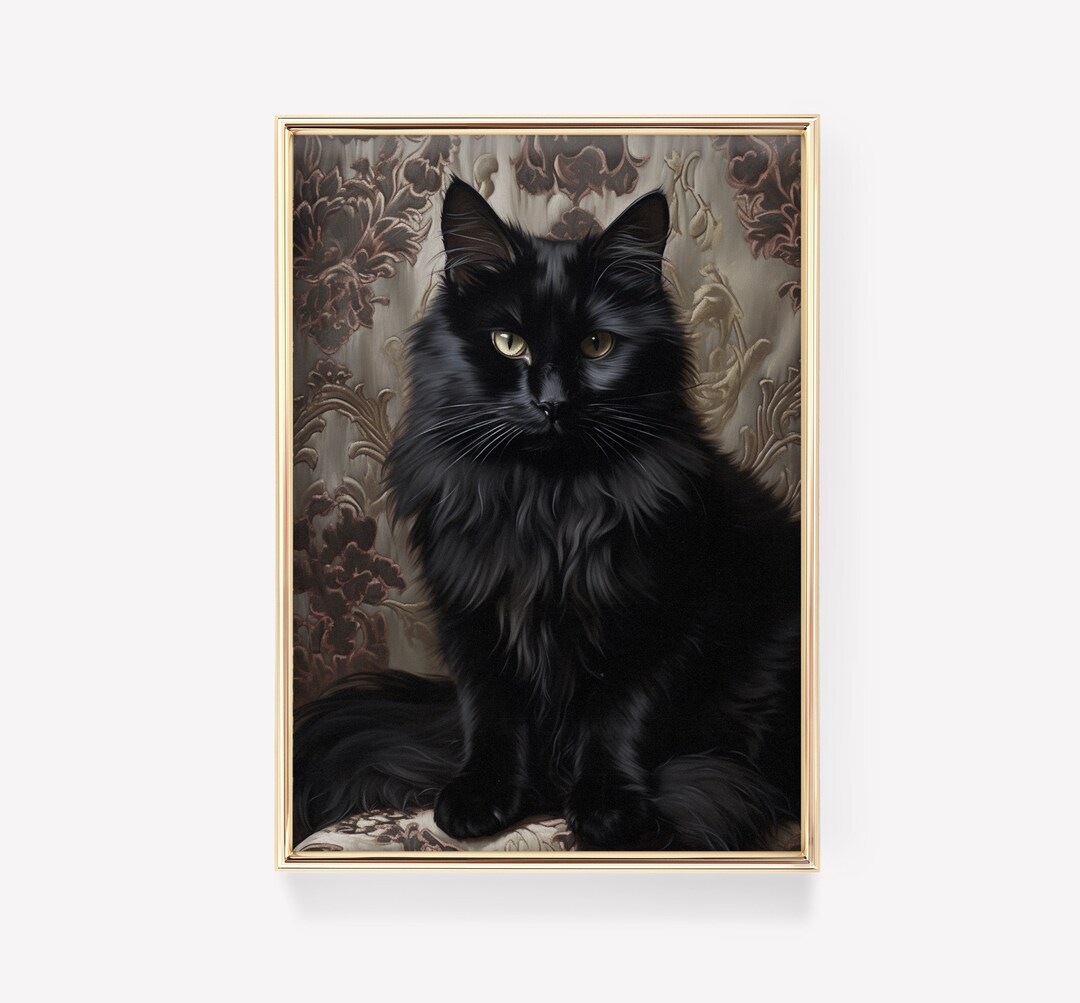 Vintage Black Cat Print | Victorian Dark Academia Poster | Halloween ...