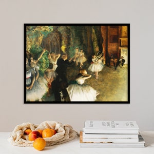 Edgar Degas - The Rehearsal of the Ballet On Stage (1874) - Classic Painting Photo Poster Print Fine Art Gift Home Wall Decor - Ballet Girl