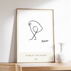 Picasso Bird Line Art Print / Pablo Picasso Poster / Arredamento minimalista / Stampa espositiva / Arte degli uccelli / Stampa Line Art / Moderno di metà secolo