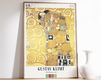 Gustav Klimt Art Print | The Embrace Print | Gustav Klimt Poster | Gustav Klimt Wall Art | Art Nouveau Print | Klimt Exhibition Print