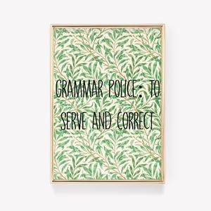 Grammatik Polizei Poster | Schriftzug Wandkunst | Korrekturdruck | Sprachliebhaber Dekor | Redakteur Geschenk Druck |