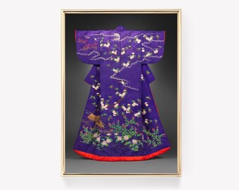 Arte giapponese del kimono / Stampa floreale naturalistica / Pittura vintage / Design orientale / Opera d'arte tradizionale