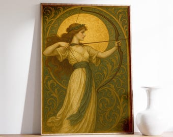 Artemis Göttin Kunstdruck – Griechische Mythologie Poster im Jugendstil