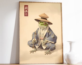 Matsumoto Hoji Art Poster | Japanese Frog Print | Funny Frog Poster | Japanese Print | Ukiyo-e Art Print | Animal Art Print | Japanese Decor