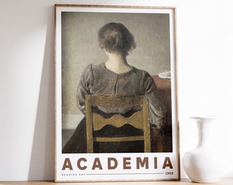 Antique Woman with a Book | Vintage Reading Print | Victorian Neutral Cottagecore Print | Aesthetic Painting | Art Nouveau Decor