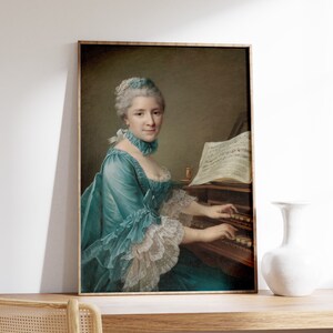 François Hubert Drouais - Portrait of a Woman (1757) | Vintage Poster | Antique Piano Wall Art | Eclectic Woman Portrait Print | Painting