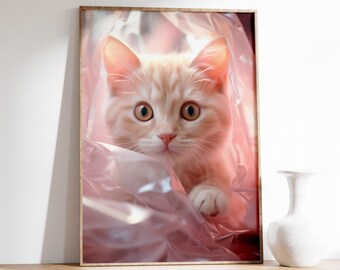 Lámina minimalista de gato / Arte de gato adorable / Lámina de arte de gato / Regalo para amantes de los gatos / Ilustración de gato / Arte mural de gato divertido / Arte minimalista
