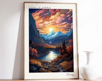 Fjords of Norway Travel Poster | Norway Travel Decor | Norway Poster | Fjords of Norway Print | Travel Print