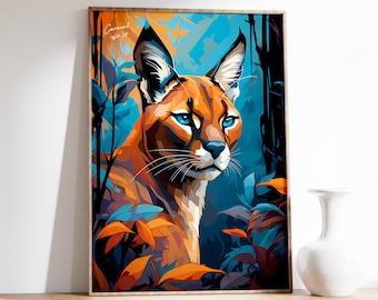 Caracal Print: Original Wildlife Art, Big Cat Decor (8x10 Inches