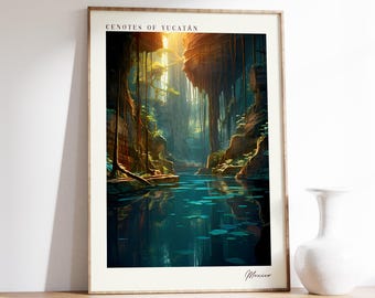 Cenotes of Yucatán Travel Poster | Mexico Travel Decor | Mexico Poster | Cenotes of Yucatán Print | Travel Print