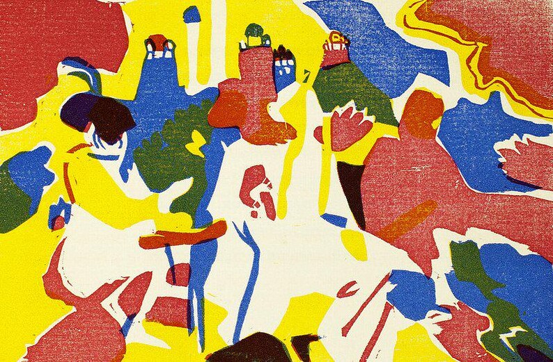 Red Heroes Print | Bedri Rahmi Art | Vintage Painting | Turkish Artist ...