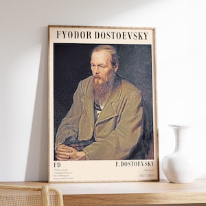 Póster de Fiódor Dostoyevski / Arte de pared vintage / Regalo para amantes de los libros / Arte de pared / Impresión de decoración moderna para el hogar / Decoración literaria / Póster de autor
