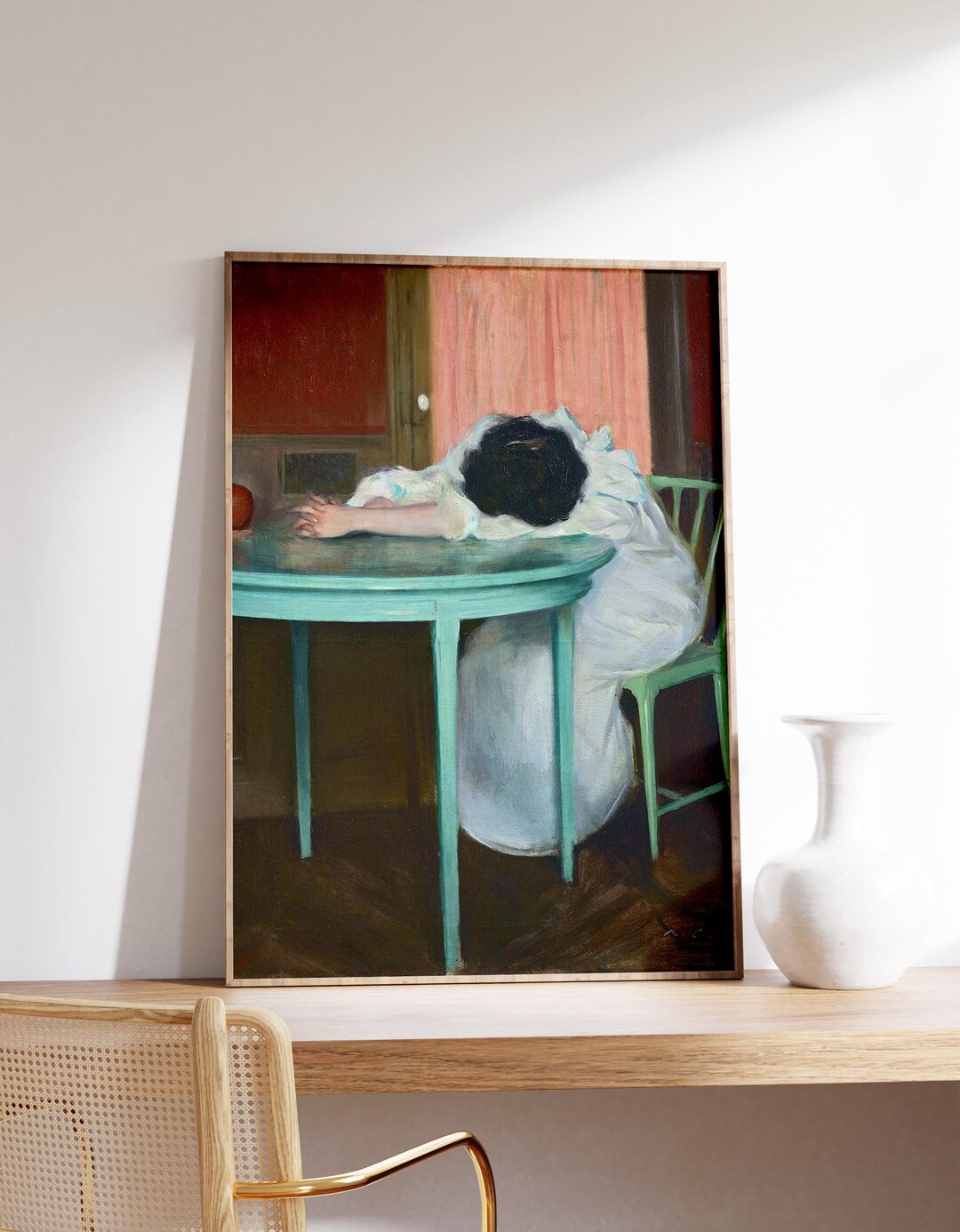 Tired Woman Painting | Vintage Wall Art | Moody Portrait Print ...