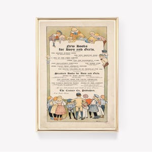Neuer Buch-Druck | Jungen lesende Kunst | Girls Story Poster | Vintage-Illustration | Kinderbuch Poster