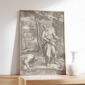 Carlo Maratta - Diogenes (1685) | Vintage Poster | Sketch Print, Drawing Art | Gloomy Man, The Cynic Painting, Philosophical Cynicism, Decor
