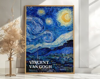 Van Gogh Print | The Starry Night | Vintage Painting | Antique Wall Art | Van Gogh Poster | Van Gogh Painting | Modern Wall Art