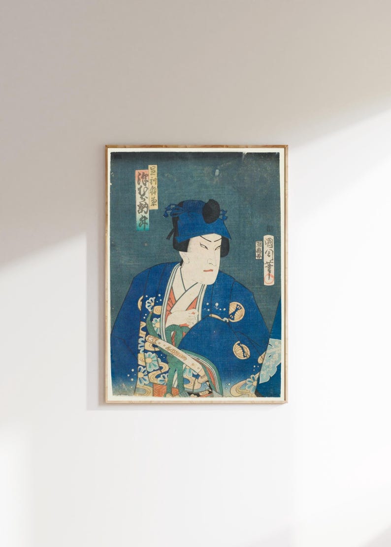 Blue Samurai Robe Samurai Actor | Blue Robe Art | Utagawa Kuniyoshi | Vintage Print ...