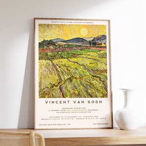 Van Gogh Poster | Enclosed Field with Rising Sun | Exhibition Poster | Van Gogh Print | Landscape Poster | Museum Exhibition Poster