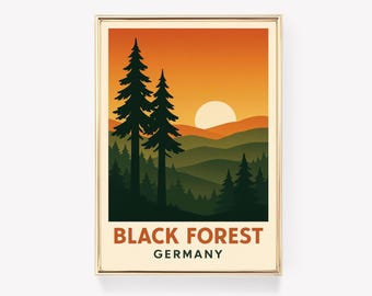 Black Forest Vintage Travel Poster, Germany Wall Art, Retro Print, Travel Decor, Gift Idea