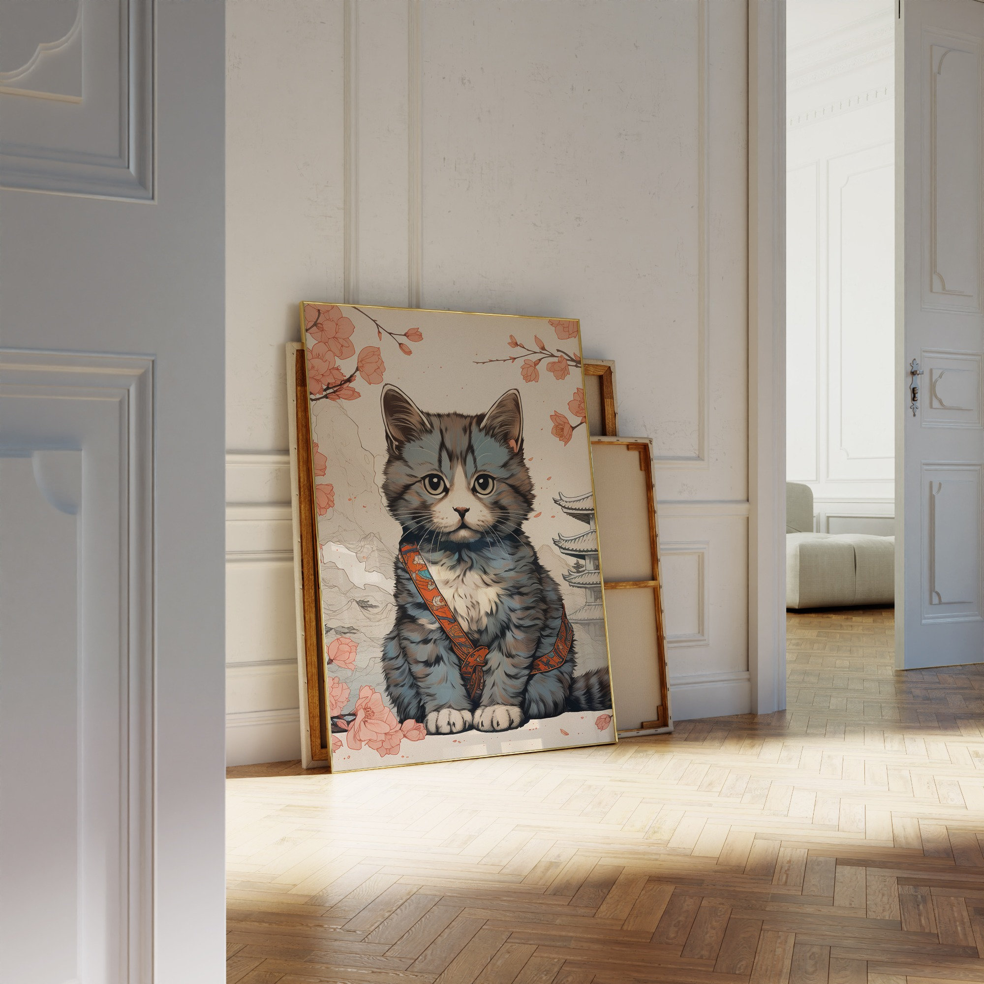 Japanese Cute Cat Poster | Animal Poster | Cute Cat Art Print | Animal ...