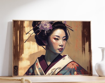 Japanese Wall Art | Japanese Poster | Geisha Poster | Vintage Painting | Japanese Decor | Oriental Decor | Asian Art | Home Decor