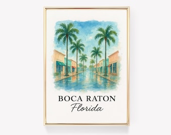Boca Raton Travel Poster, Florida Wall Art, Boca Raton Print, Vintage Canvas Décor, Florida Gift