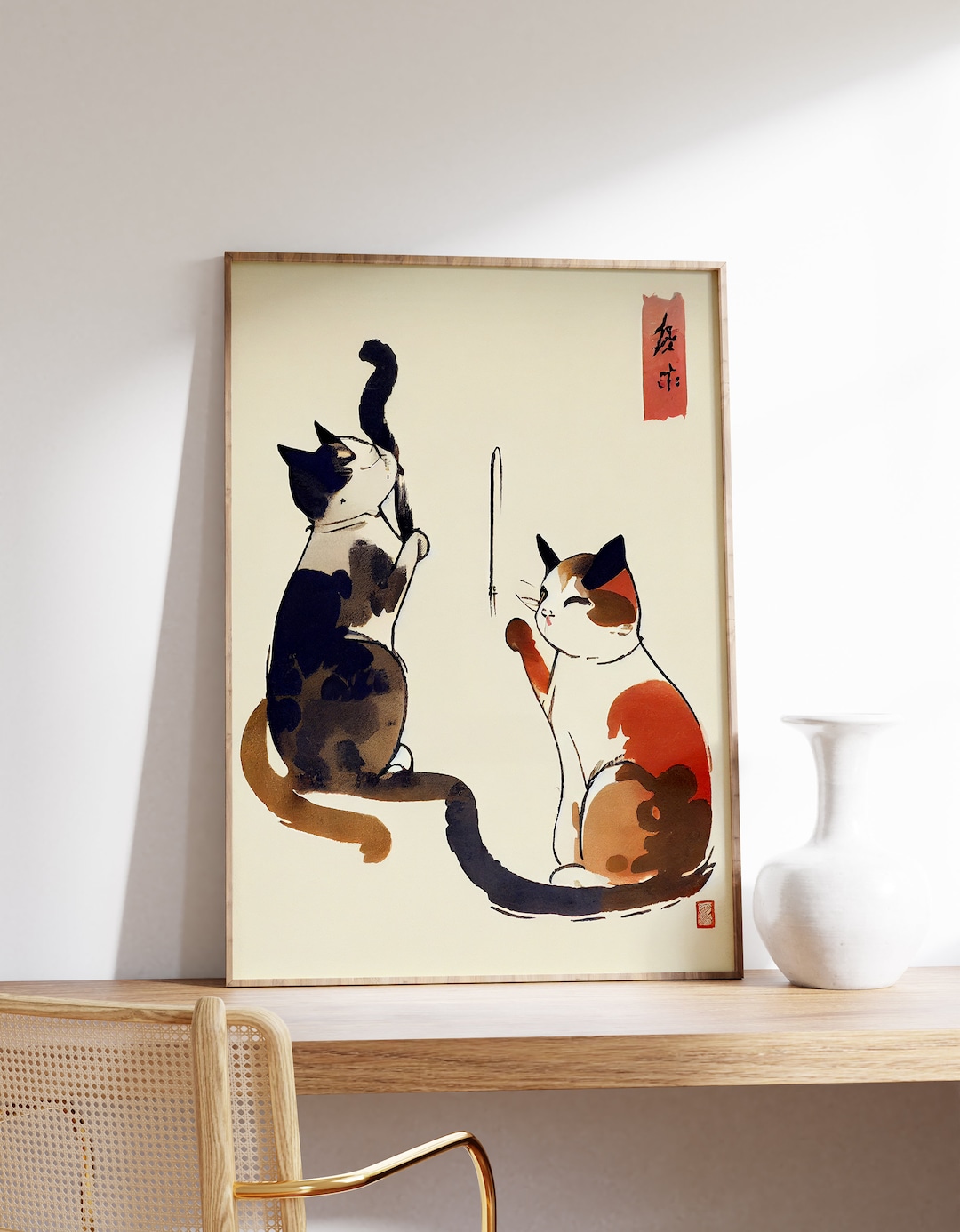 Japanese Cat Print Cat Poster Animal Art Print Vintage Art Japanese Cat