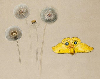 Illustrazione floreale vintage / Arte dei fiori animati / Stampa Grandville / Arte botanica / Stampa di flora antica /