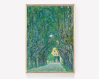 Gustav Klimt - Avenue in the Park of Schloss Kammer (1910) - Painting Photo Poster Print Art Gift Trees Soft Green Landscape Garden