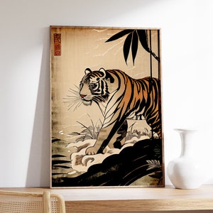 Japanese Tiger Poster | Animal Poster | Tiger Art Print | Tiger Wall Art | Animal Art Print | Japanese Wall Art | Ukiyo-e Print