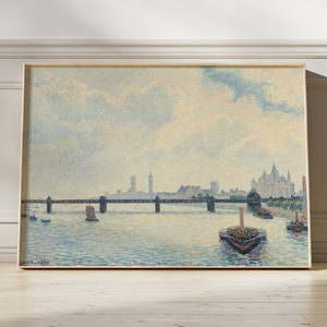Camille Pissarro - Charing Cross Bridge (1890) | Vintage Poster | Impressionism Wall Art | London Landscape Painting | Print Wall Art Decor