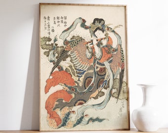絵画 Dancing Bird #001 Japanese Painting | Katsushika Hokusai - Mystical Buddhist