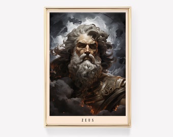 Zeus Poster | Mythology Poster | Ancient Greece Art | Mythical Poster | Goddess Art | Mythology God | Zeus Print