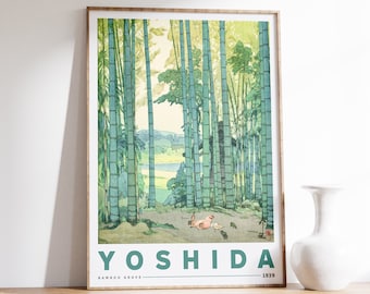 Hiroshi Yoshida | Bamboo Grove | Japanese Woodblock Print | Antique Japanese Poster | Ukiyo-e | Oriental Print | Exhibition Poster