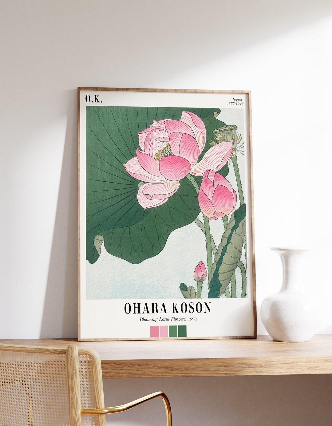 Japanese Flower Art Prints | Lotus Flower Poster | Pink Botanical Print ...