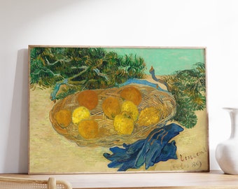 Van Gogh Print | Still Life of Oranges and Lemons with Blue Gloves (1889) | Vintage Poster | Still Life Painting | Van Gogh Print Canvas