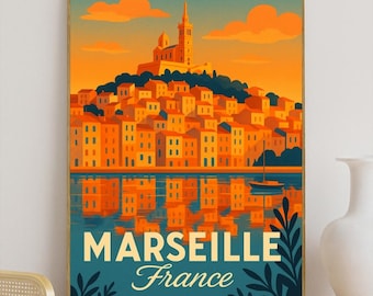 Marseille Vintage Travel Poster, France Wall Art, Marseille Print, Retro Wall Decor, French Travel Gift