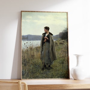 Vintage Print | Daniel Ridgway Knight - The Shepherdess of Rolleboise (1896) | Wall Art | Fine Art Poster | Vintage Poster | Fine Art