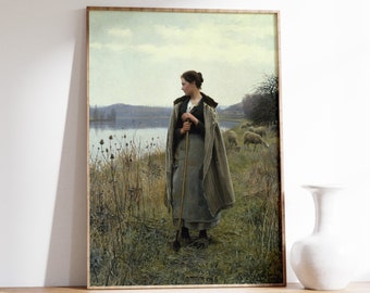 Vintage Print | Daniel Ridgway Knight - The Shepherdess of Rolleboise (1896) | Wall Art | Fine Art Poster | Vintage Poster | Fine Art