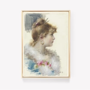 Antonio Salanti | Vrouwenportret | Kunstafdruk | Vintage schilderij | Klassiek portret | Woondecoraties | Elegante print