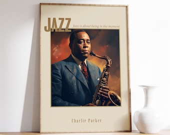 Charlie Parker Poster | Musikalischer Druck | Poster | Jazz Porträt | Musik Dekor | .Jaspis Art Print | Wohndekor
