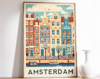 Amsterdam Travel Print | Netherlands Travel Poster | Netherlands Art Gift | Netherlands Poster | Amsterdam Poster | Amsterdam Wall Art
